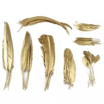 10 шт. красивые золотые гусиные перья на заказ, натуральные лебединые шлейфы для украшения свадебной вечеринки, ювелирные изделия, аксессуары для рукоделия 4-16 дюймов 10Pieces
