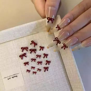 10 шт. Красная смоляная длинная лента для дизайна ногтей, подвески, кавайные банты, стразы для ногтей, украшения для маникюра своими руками, аксессуары, принадлежности 4