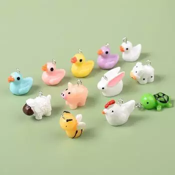 10 шт. Красочные маленькие животные украшения Креативные украшения для изготовления аксессуаров Небольшие подарки Yellow Duck