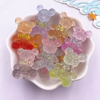 10 шт. Красочные смоляные мультяшные бантики, хрустальные розы, фигурки медведей, стразы с плоской спинкой, DIY свадебный декор, аксессуары для скрапбукинга, поделки