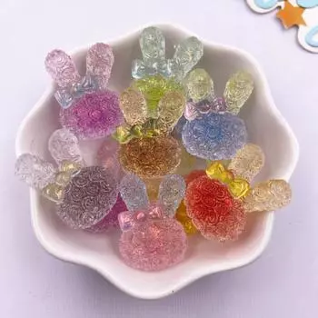 10 шт. Красочные смоляные мультяшные бантики, кристальные розы, фигурки кроликов, плоские стразы для DIY, свадебный декор, аксессуары для скрапбукинга, поделки