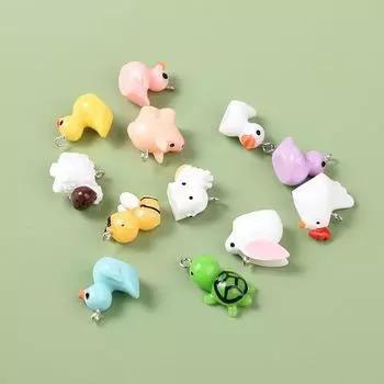 10 шт. Красочные украшения в виде маленьких животных Креативные аксессуары для изготовления ювелирных изделий ручной работы Yellow Duck