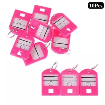 10 шт. красочный брелок для ключей, ярлык для ключей, идентификационное имя, номер телефона, маркер, бирка для багажа розовый