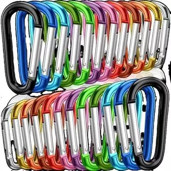 10 шт., красочный брелок-карабин, алюминиевая D-образная пряжка, пружинный карабин с карабином, брелок с зажимом, брелок для повседневного использования на открытом воздухе, для кемпинга Green - 10pcs