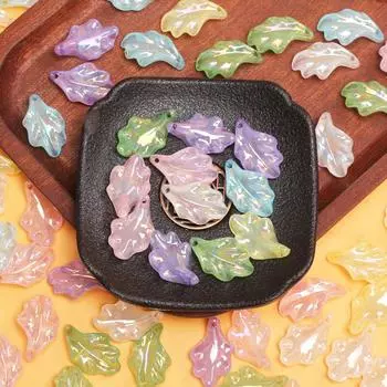 10 шт. креативные акриловые кулон с имитацией глазури и листьев, цветные бусины с УФ-покрытием, браслет «сделай сам», изготовление ювелирных изделий белый