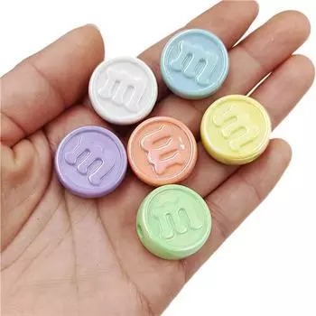 10 шт. креативные акриловые УФ-цвета M буквы свободные бусины плоские круглые бусины DIY ювелирные аксессуары оранжевый