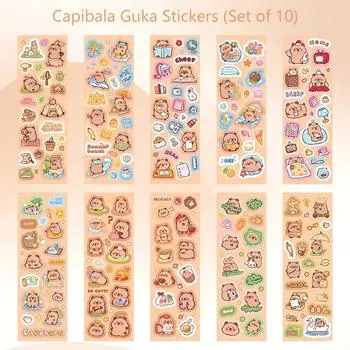 10 шт. креативные лазерные наклейки Capybara, симпатичные наклейки для дневника своими руками, декоративные наклейки для альбома, водонепроницаемые наклейки для украшения