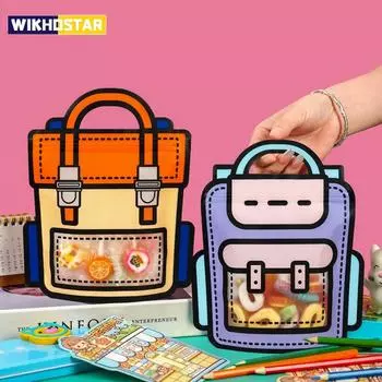 10 шт. креативные подарочные упаковочные пакеты, мультяшная школьная сумка, форма конфет, закусок, самозакрывающиеся пакеты для детей, декор для вечеринок на день рождения, подарки 18X21CM оранжевый