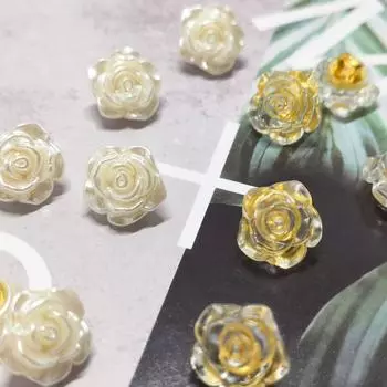 10 шт., креативные пуговицы с цветком розы, 12 мм, маленькие красивые акриловые пуговицы с хвостовиком розы, аксессуары для шитья одежды своими руками 12mm белый