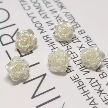 10 шт., креативные пуговицы с цветком розы, 12 мм, маленькие красивые акриловые пуговицы с хвостовиком розы, аксессуары для шитья одежды своими руками 12mm белый