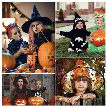 10 шт. креативные светящиеся наклейки на Хэллоуин, мультяшные забавные наклейки для самостоятельного украшения, временные наклейки для татуировок, детские подарки A2