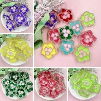 10 шт. креативные свободные бусины браслет акриловый материал DIY ювелирные аксессуары цветы серьги двухцветные 23,1*24,5 мм ручная работа красный