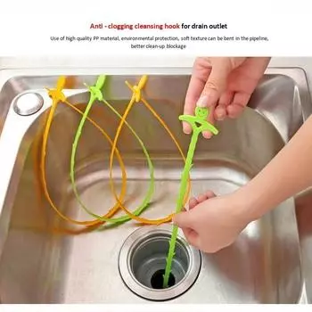 Креативный крючок для чистки домашней раковины, слив в полу, канализационный земснаряд, небольшие инструменты 5pcs синий