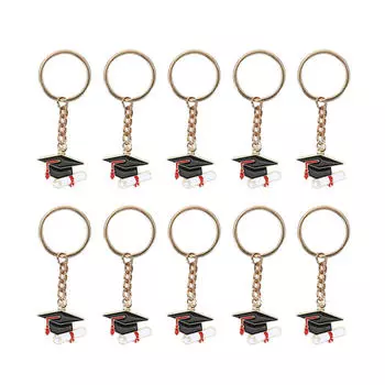 10 шт. креативный модный брелок в виде шапки бакалавра, вдохновляющий талисман на удачу, подарки на выпускной, брелок в виде шляпы, кулон, унисекс, аксессуары 10pcs чёрный