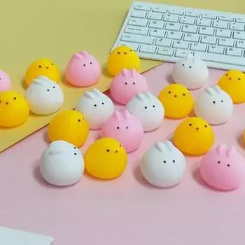 10 шт. Кролик Скрипучая игрушка Удобная декомпрессия Облегчение скуки Креативная очаровательная желтая курица для детей