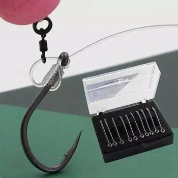 10 шт. крючки для ловли карпа с тефлоновым покрытием, рыболовные крючки из высокоуглеродистой стали, матовые черные колючие изогнутые хвостовики, стильные острые крючки для карпа