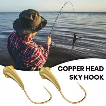 10 шт. крючки для паломников с медной головкой, 45 градусов, угловой дизайн с волчьим зубом, высокая твердость, сплющенные рыболовные крючки под высоким давлением A