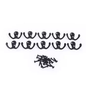 10 шт. крючков для одежды, маленькие, с двойным зубцом, устойчивые к ржавчине, прочные, удобные, монтируемые на стену, подхваты для