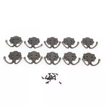 10 шт. крючков для одежды, ретро, прочные двойные крючки для халата, пальто, шарфа, сумки, полотенца