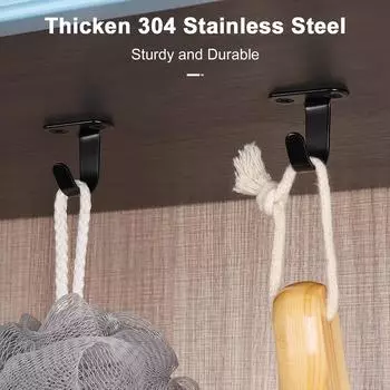 10 шт. крючков для потолка из нержавеющей стали с креплением на винтах, крючок для полотенец и халатов под полкой, прочный крючок для одежды L