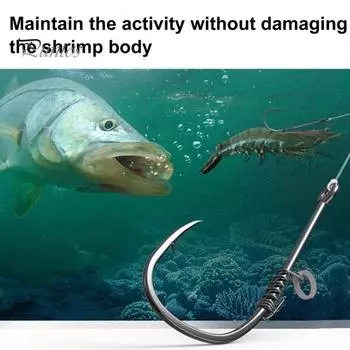 10 шт. Крючок для фиксации живой креветки, прочный, из углеродистой стали, с зазубринами, с отверстием, крючок для ловли в пресной и соленой воде, рыболовные принадлежности Mixed Style