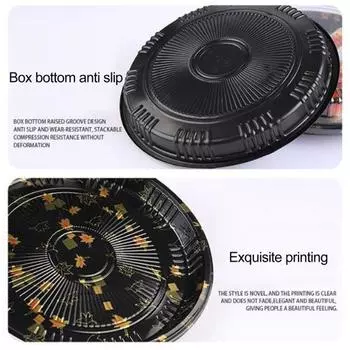 10 шт. круглые подносы для сэндвичей с крышками, прочный, прочный, элегантный, с принтом для пищевых продуктов, для общественного питания S