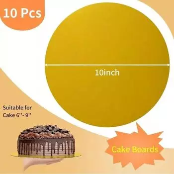 10 шт. круглых подставок для торта, золотистых, 10 дюймов, круглых подставок для торта, водонепроницаемый и маслостойкий картон для торта, кухонные принадлежности своими руками