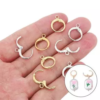 10 шт., круглый французский крючок с медным покрытием, подвеска для DIY, ожерелье, браслет, серьги, изготовление ювелирных изделий, аксессуары для рукоделия серебряный