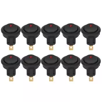 10 шт. Круглый клавишный выключатель ВКЛ/ВЫКЛ 12 В водонепроницаемый светодиодный прожектор серебристый терминал 3-контактный