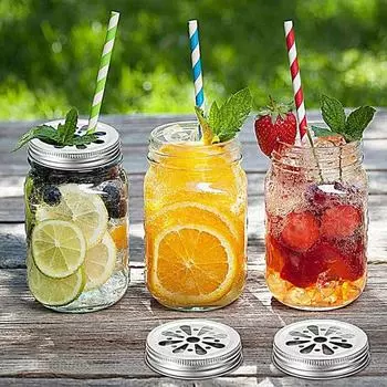 10 шт. крышек для банок Мейсона с цветочным узором, нержавеющие жестяные крышки для банок Мейсона, крышки для хранения, украшения для дома серебряный