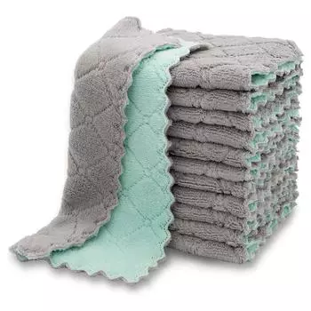 10 шт. кухонные полотенца для посуды, супер впитывающие коралловые бархатные полотенца для посуды с антипригарным покрытием, можно стирать маслом, быстросохнущие JT224 10pcs