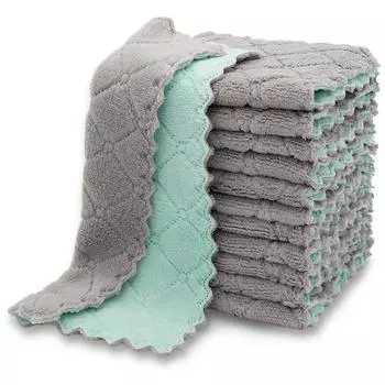 10 шт. кухонные тканевые полотенца для посуды, супер впитывающие коралловые бархатные кухонные полотенца с антипригарным покрытием, моющиеся маслом, быстросохнущие 10pcs серый