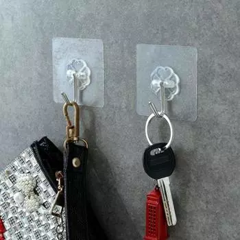 10 шт. кухонный бесшовный клейкий крючок для ванной комнаты, прозрачный настенный клей, настенная дверь, крепкий маленький крючок без гвоздей 10PC белый