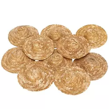 10 шт. кукольная соломенная шляпа мини-ручная плетеная травяная шапочка DIY аксессуары для питомца шляпка для украшения