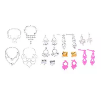 10 шт. кукольный домик гальванизированная корона ожерелье серьги-гвоздики браслеты серьги кулон набор аксессуары наряд принцесса кукла игрушка A2