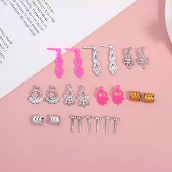 10 шт. кукольный домик гальванизированная корона ожерелье серьги-гвоздики браслеты серьги кулон набор аксессуары наряд принцесса кукла игрушка