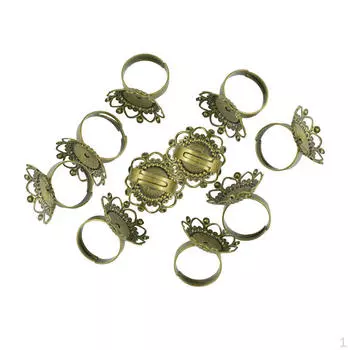 10 шт., латунное пустое филигранное сердце, цветок, кабошон, основа, кольцо, фурнитура «сделай сам», 25 мм, бронза