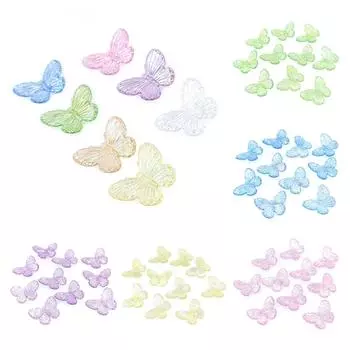 10 шт., лазерные красочные бусины-бабочки, модные ювелирные изделия, аксессуары для изготовления ожерелья, браслета, материал ручной работы «сделай сам» белый