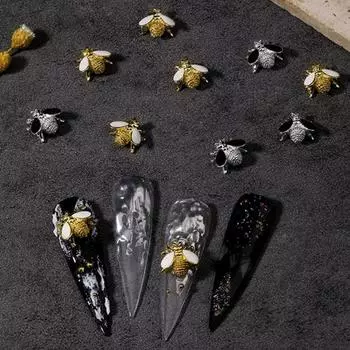10 шт. легкий ноготь пчела украшение глянцевый стильный серебряный золотой маленький художественный декор золотистый