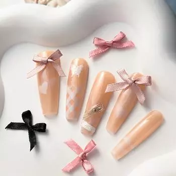 10 шт. ленточных бантов для нейл-арта, украшения для ногтей, фея, аксессуары для самостоятельного изготовления, украшения, кавайные банты для ногтей, декор в японском стиле телесный