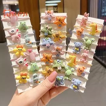 10 шт./лист, милый мультфильм, фрукты, животные, плотная резинка для волос, аксессуары для волос 9