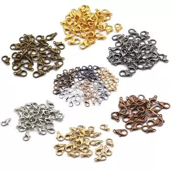 10 шт./лот 10-21 мм DIY браслет ожерелье ювелирный аксессуар золото/серебро/древний синий лобстер кнопки крючки сплав ювелирные изделия фурнитура цепь застежка-лобстер 12mm 10PCS/Pack античный бронзовый