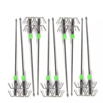 10 шт./лот, 15 см, светящиеся зеленые крючки из нержавеющей стали, 2 этапа, кальмар, осьминог, чернильница, кальмары, рыболовные джиг-крючки, оптовая продажа