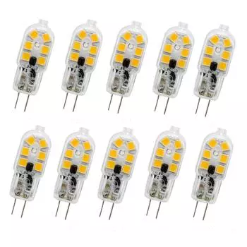 10 шт./лот 1 Вт AC DC 12 В 12 светодиодов SMD 2835 G4 светодиодная лампа накаливания Замена 10 Вт 20 Вт галогенная лампа для люстр теплый холодный белый Pack of 10 белый