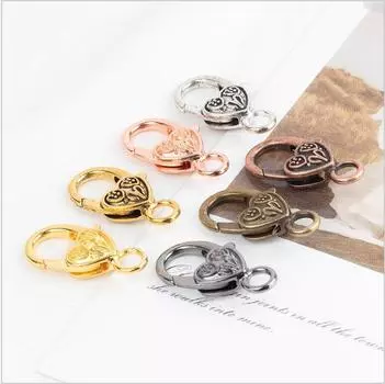 10 шт./лот 27 мм застежка-лобстер крючки сердце брелок застежки браслет-цепочка аксессуар для изготовления ювелирных изделий компоненты бронзовый