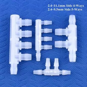 10 шт./лот 2,4~11,1 мм PP боковые 4-ходовые 5-ходовые соединители кислородный газоотводчик аквариумный воздушный насос распределитель оксигенации садовый полив пагода шланговое соединение 2.4mm 4-Ways (10 Pieces)