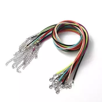 10 шт./лот, 2,5 мм, красочный корейский бархатный шнур, ожерелье, веревка с застежкой-лобстером для DIY, ожерелье, ювелирные изделия, принадлежности для изготовления ювелирных изделий