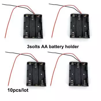 10 шт./лот 2pin черный пластик 3 слота AA 3x1.5v 4.5v батарейный ящик для хранения чехол DIY батарейный контейнер с проводом