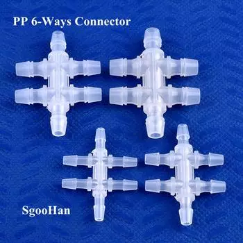 10 шт./лот 3,9 ~ 7,9 мм PP 6-контактный соединитель для аквариума, распределитель кислорода, воздушный насос, распределитель кислорода, соединения шлангов для полива сада 3.9mm 6-Ways (10 Pieces)