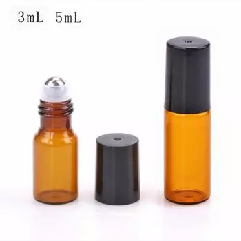 10 шт./лот 3 мл/5 мл янтарный стеклянный флакон с роликом для флаконов с эфирными маслами мини-флакон с роликом 5ml чистый